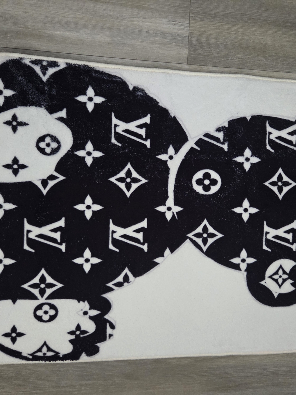 New Designer-Inspired Black & White Monogram Rug/ Wall Art 31x22